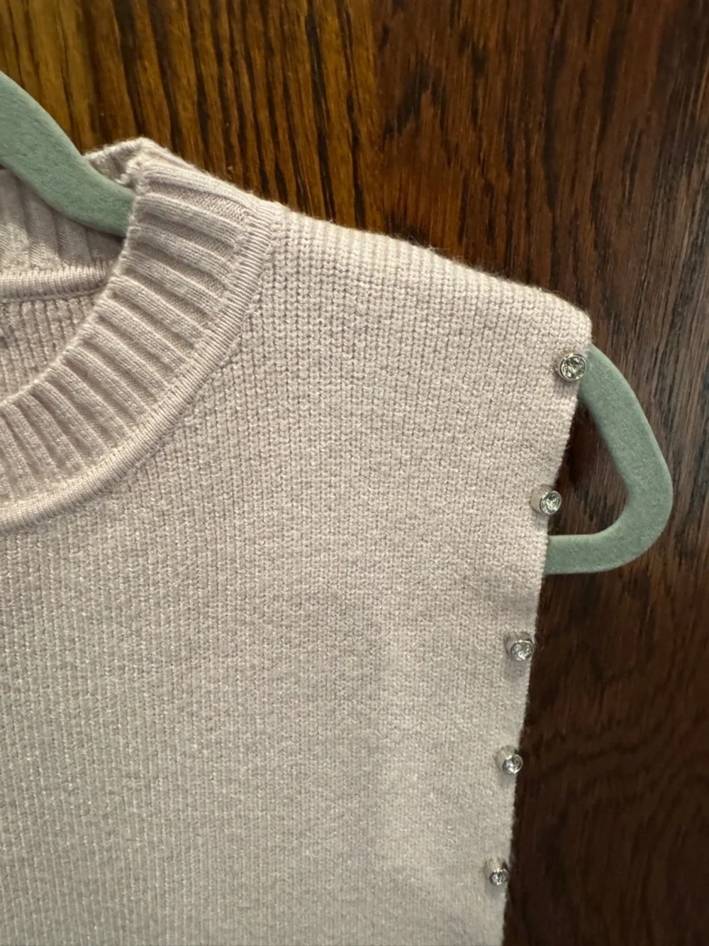 Pale Pink Sleeveless Knit Tank with Side Stud Detail - Picture 2 of 4